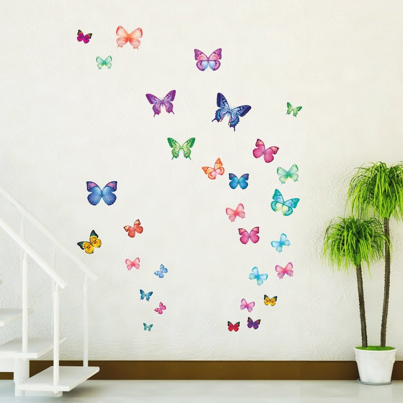 DECOWALL DS9-1302 30 Vibrant Butterflies Kids Wall Stickers Wall Decals Peel and Stick Removable Wall Stickers for Kids Nursery Bedroom Living Room d?cor - Image 2